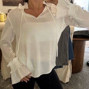 Lafayette 148 New York Roan Ruffle Blouse, Size MEDIUM